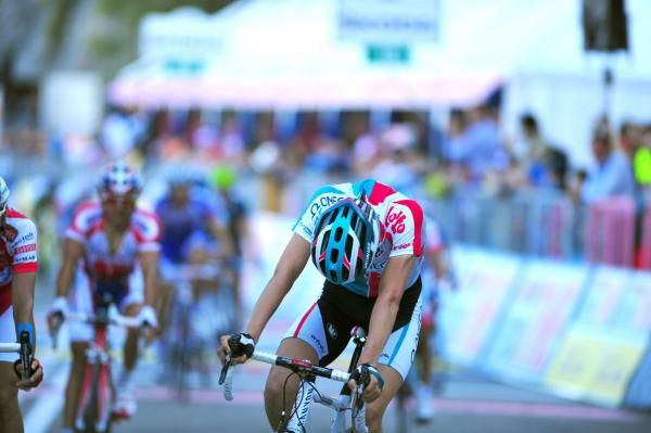 A tired Bart De Clercq after crossing the line
