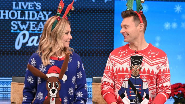 Kelly Ripa and Ryan Seacrest host syndication&#039;s &#039;Live&#039; and its annual &quot;Home for the Holidays&quot; episode.