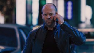 Jason Statham talking on the phone in Fast and Furious 6