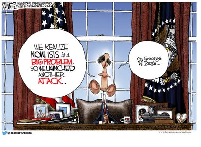 Obama cartoon World ISIS Bush administration