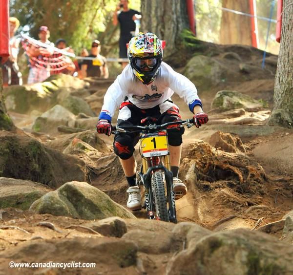 Aaron Gwin (Trek World Racing) was the dominant Men's downhill rider of 2011 (Val di Sole World Cup, Ita)