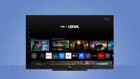 A Loewe TV on a pale blue background