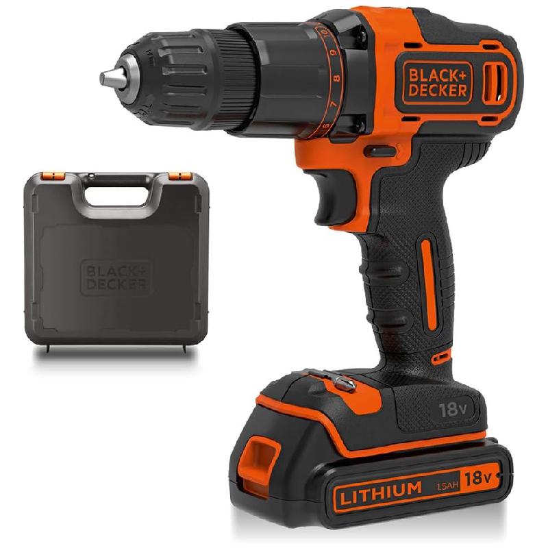 black and orange cordless drill