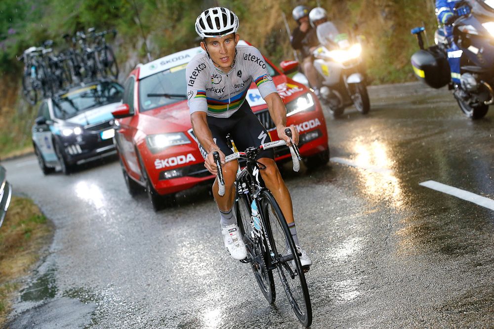 Michal Kwiatkowski rides solo during stage 12.