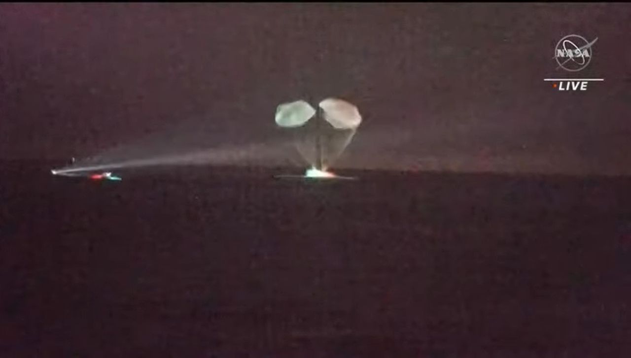 SpaceX Crew-5 Dragon Endurance splashes down in the Gulf of Mexico off the coast of Tampa Bay, Florida on March 11, 2023.