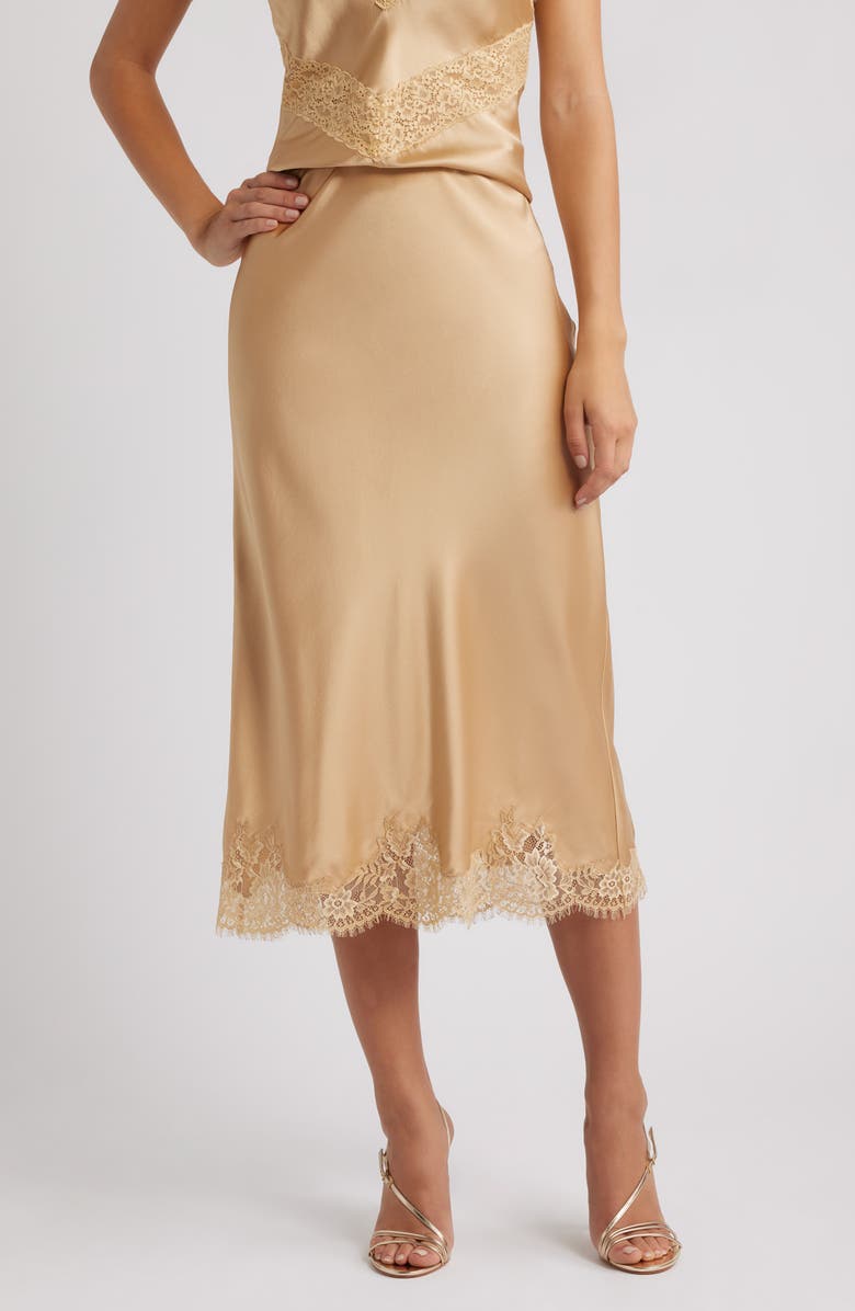 Malina Lace Detail Silk Skirt