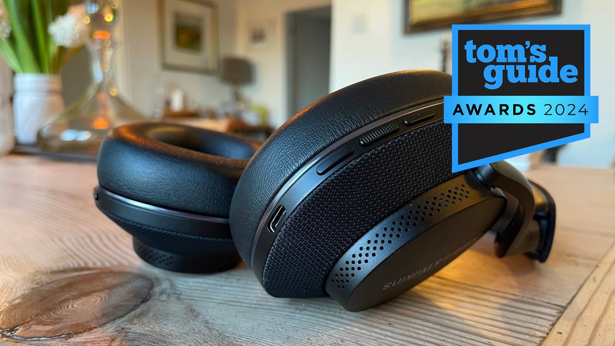 Bowers &amp; Wilkins Px7 S2e headphones with a Tom&#039;s Guide Awards 2024 badge