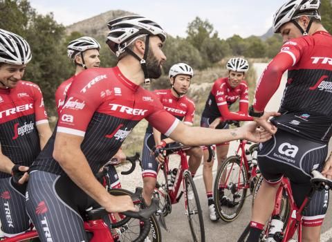The Trek-Segafredo riders check out their new kit