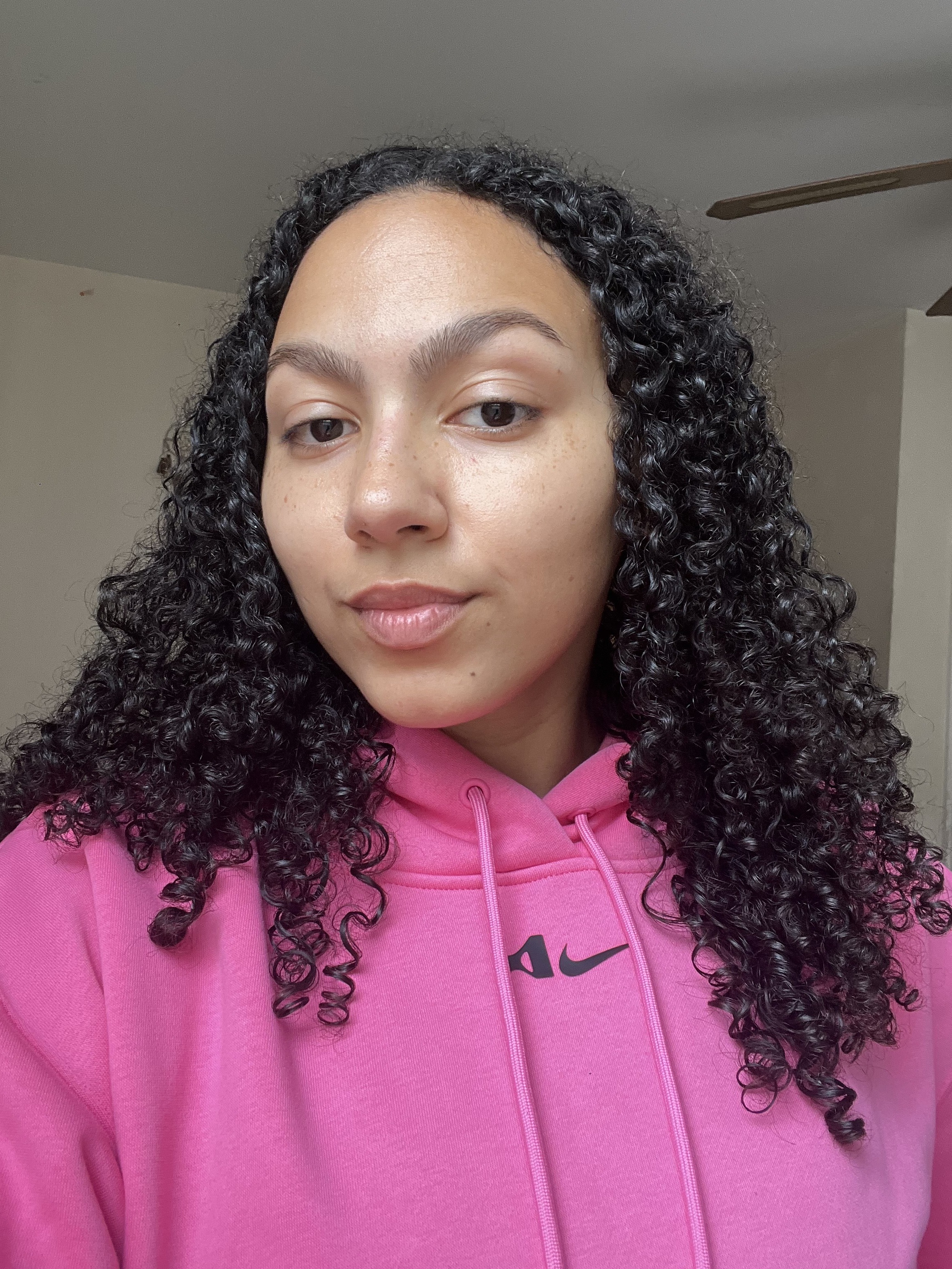 A'ja Wilson Hoodie Review: Before photo, curly hair