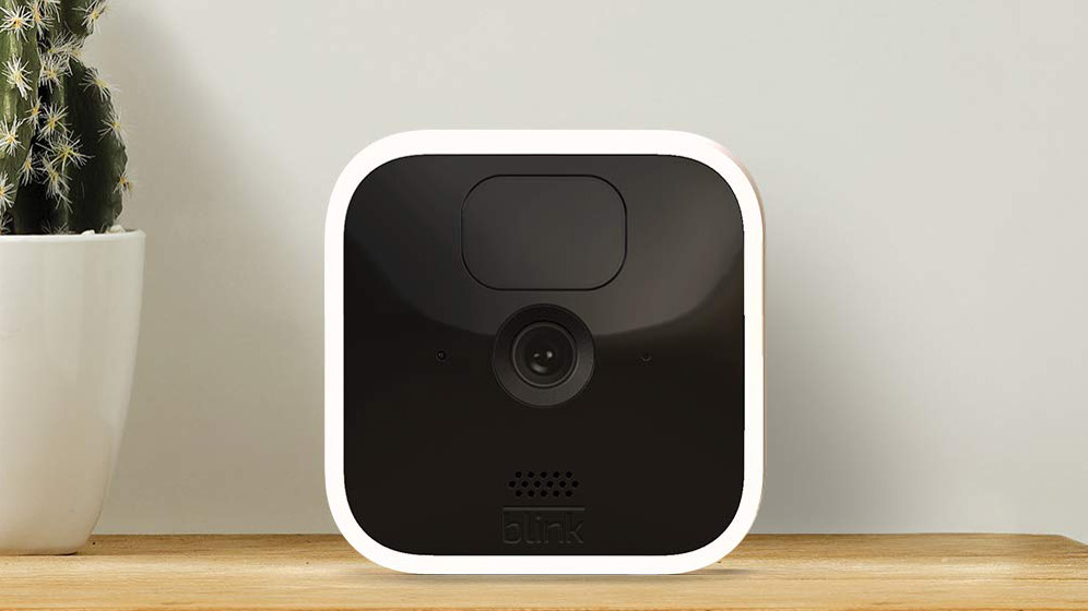 Blink Indoor wireless home security camera on a shelf