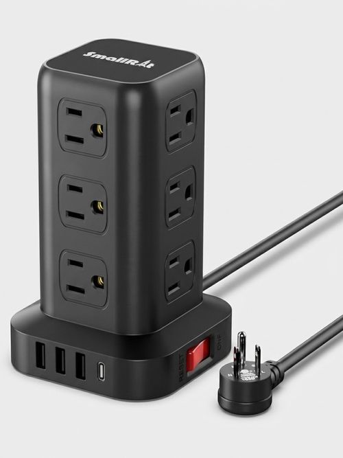 Extension Cord Outlet Extender | 12 AC Outlets | 4x USB | 6.5 foot 