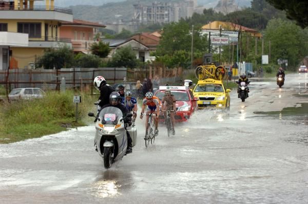 The breakaway makes its way through a body of water on Monday afternoon
