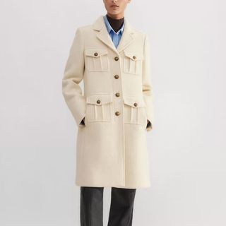 ME+EM CREAM WOOL COAT WITH POCKETS