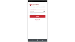 ExpressVPN sign in screen on Android app