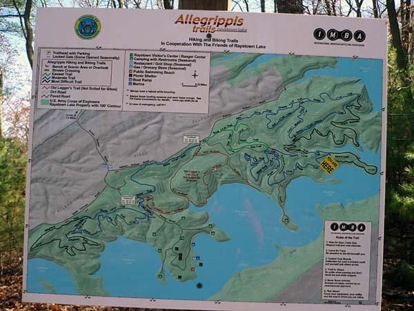 A map of the Allegrippis trails in Raystown, Pennsylvania.