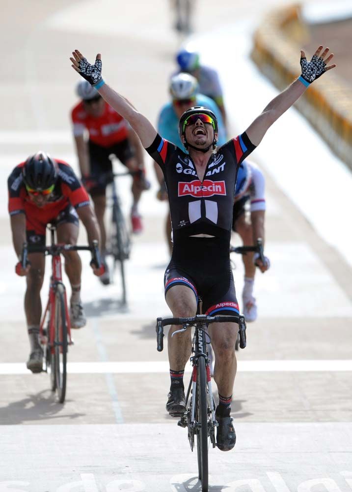 John Degenkolb (Giant-Alpecin) wins the sprint in the Roubaix velodrome