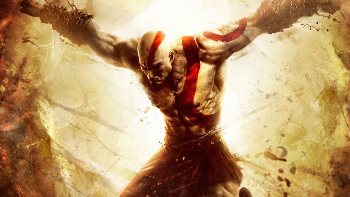 Cropped cover art for God of War: Ascension, showing Kratos with chains on his arms.