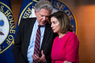 Rep. Frank Pallone Jr. (D-N.J.) and House Speaker Nancy Pelosi (D-Calif.) at a May Capitol Hill news conference. 