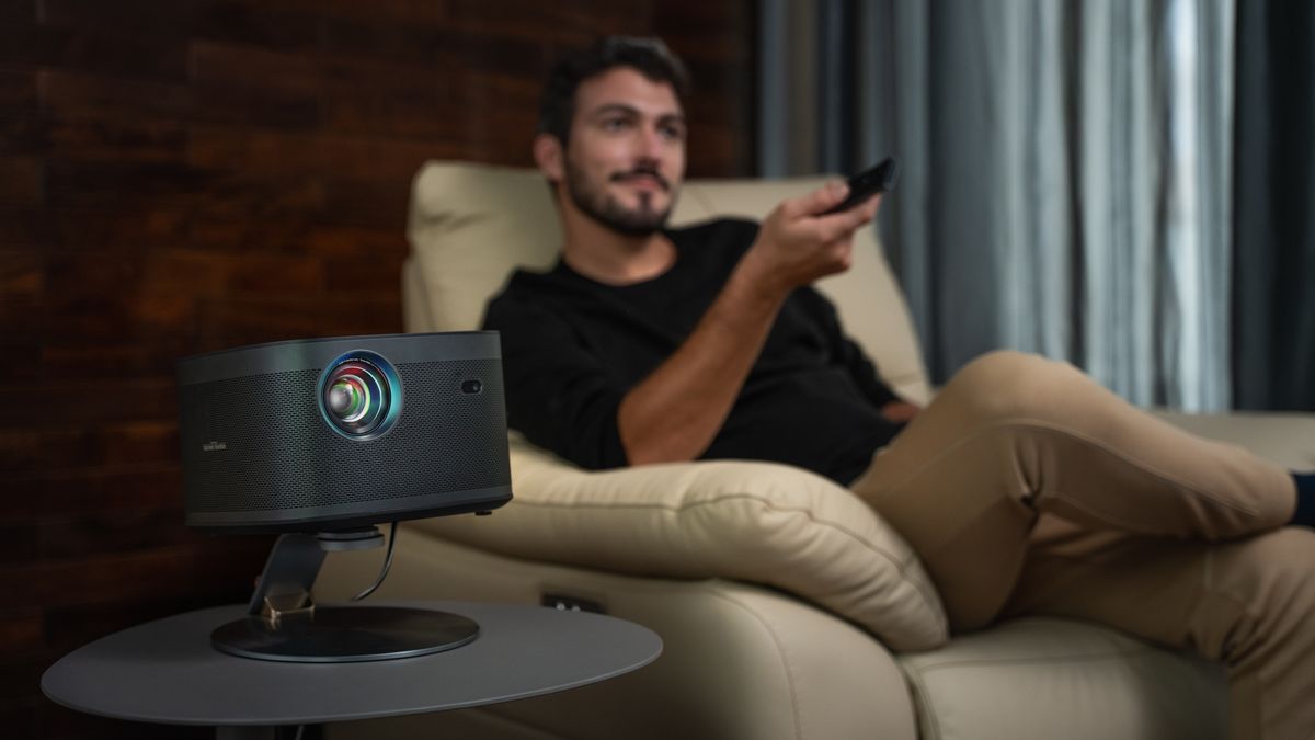 Xgimi projector in a living room