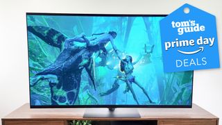 LG G4 OLED TV with Prime Day deal badge on top