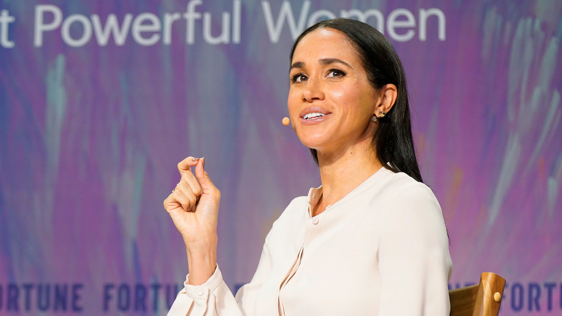 Meghan Markle speaks onstage at Fortune Most Powerful Women Summit 2025 on October 14, 2025 in Washington, DC.
