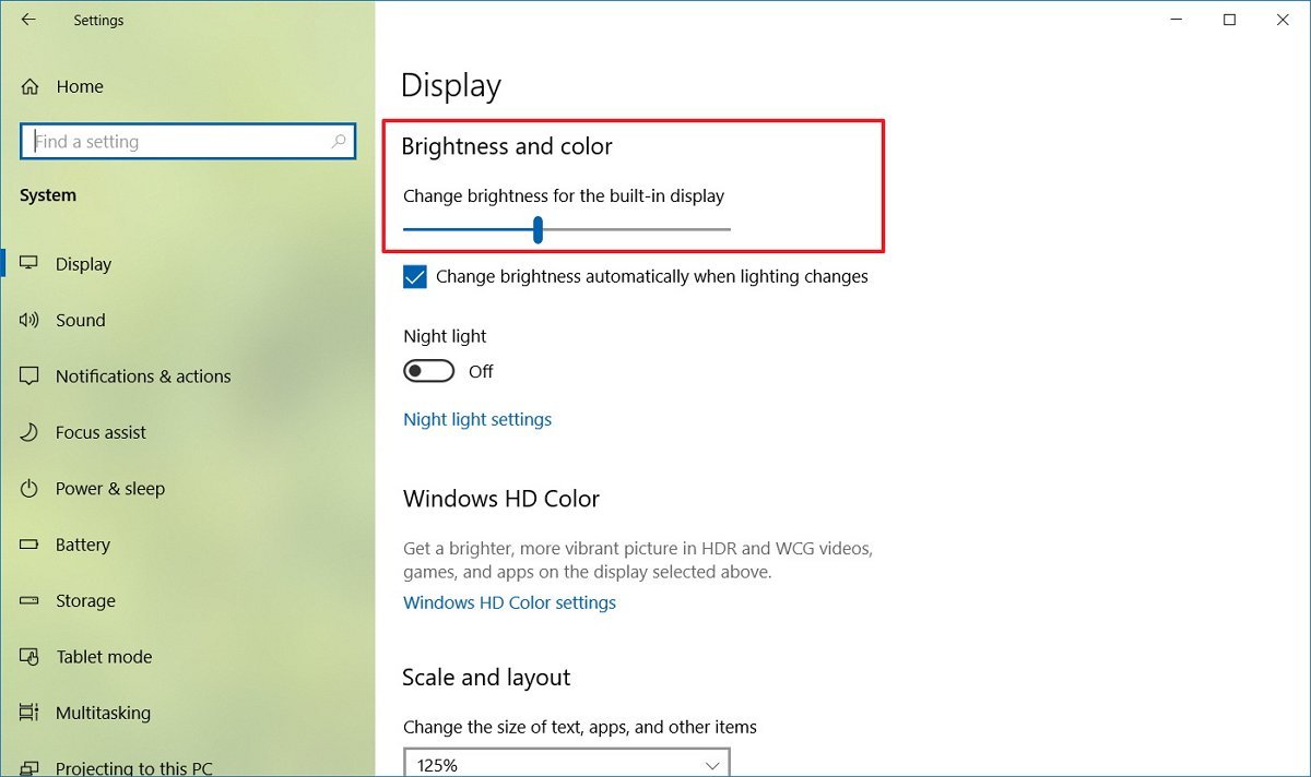 Windows 10 change brightness fix HDR