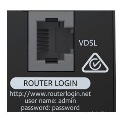 In case you reset the Netgear DM200, the default login credentials are printed on the back panel below the VDSL connection.