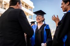 Senior woman on graduation day.