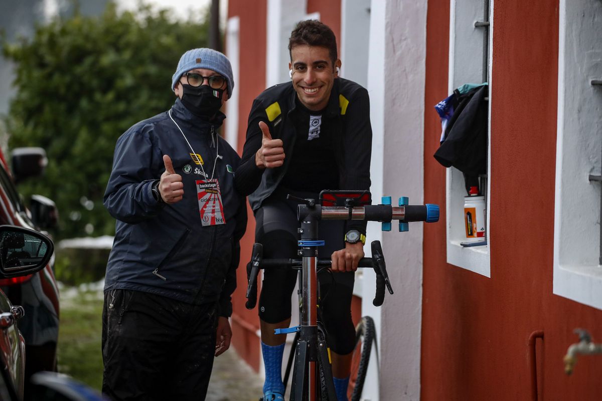 Fabio Aru in cyclo-cross action with Qhubeka Assos