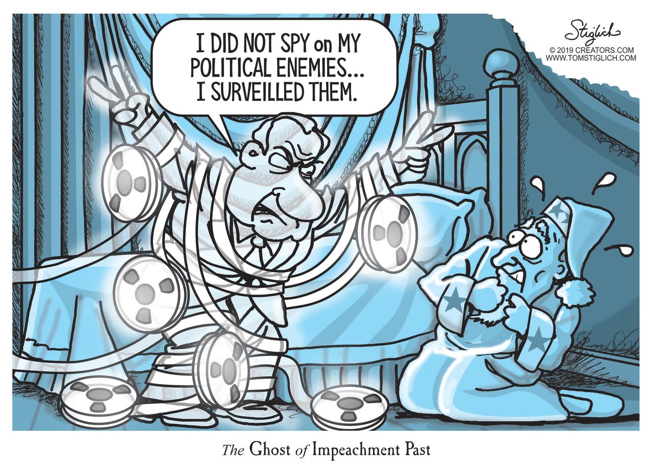 Political Cartoon U.S. Nixon Ghost Of Impeachment Past