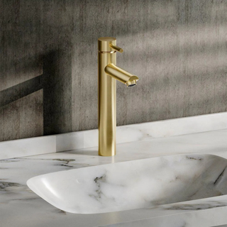 Brushed Gold Tall Single Handle Vessel Faucet