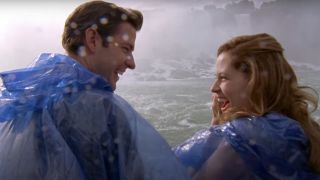 Jim and Pam on the boat for their wedding ceremony at Niagara Falls in The Office
