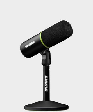 the Shure MV6 USB microphone on a plain background