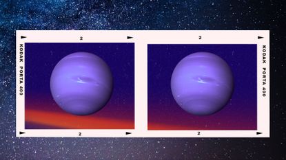 Neptune direct 2022 feature; two neptunes on a blue and purple starry background