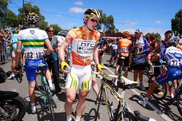 Andre Greipel (HTC-Columbia) looked tired after a hard chase to keep the leaders jersey.