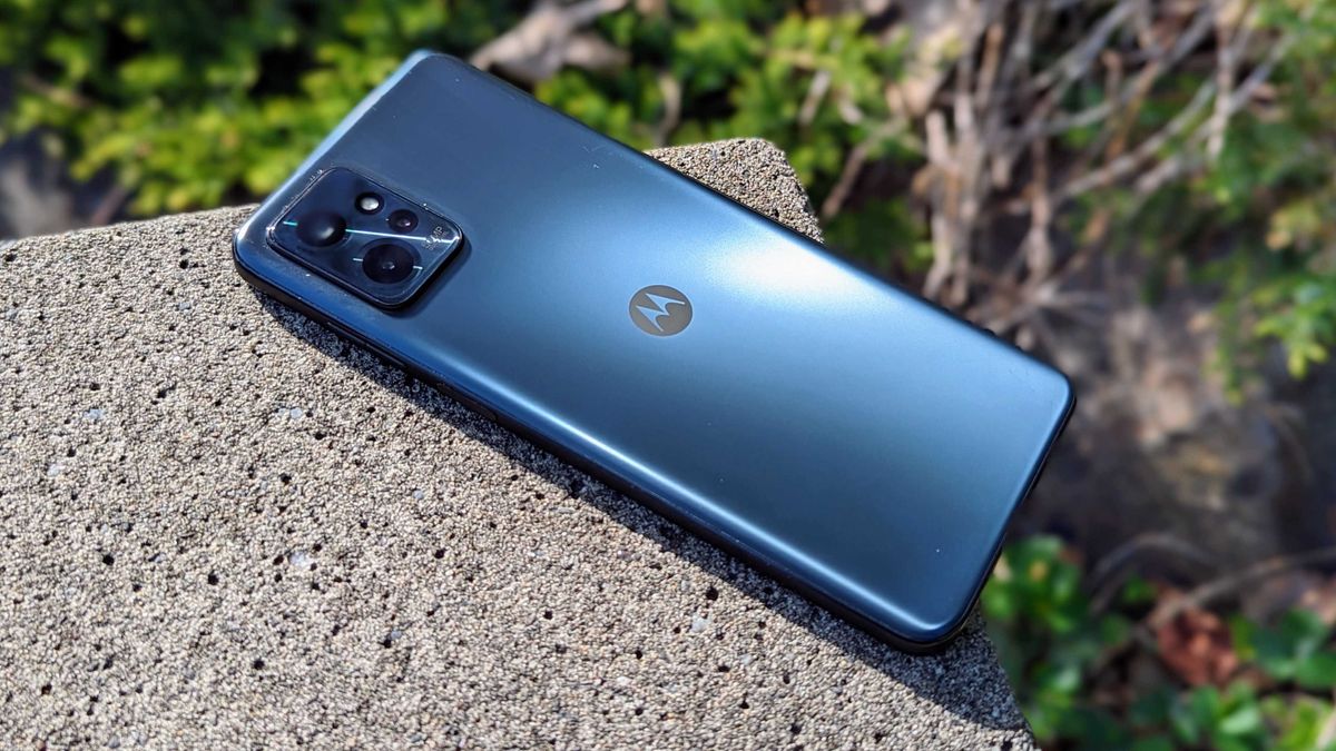 Moto G Power 5G face down outdoors