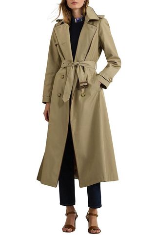 Double Breasted Belted Water Repellent Trench Coat