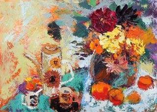 Still life with vibrant flowers