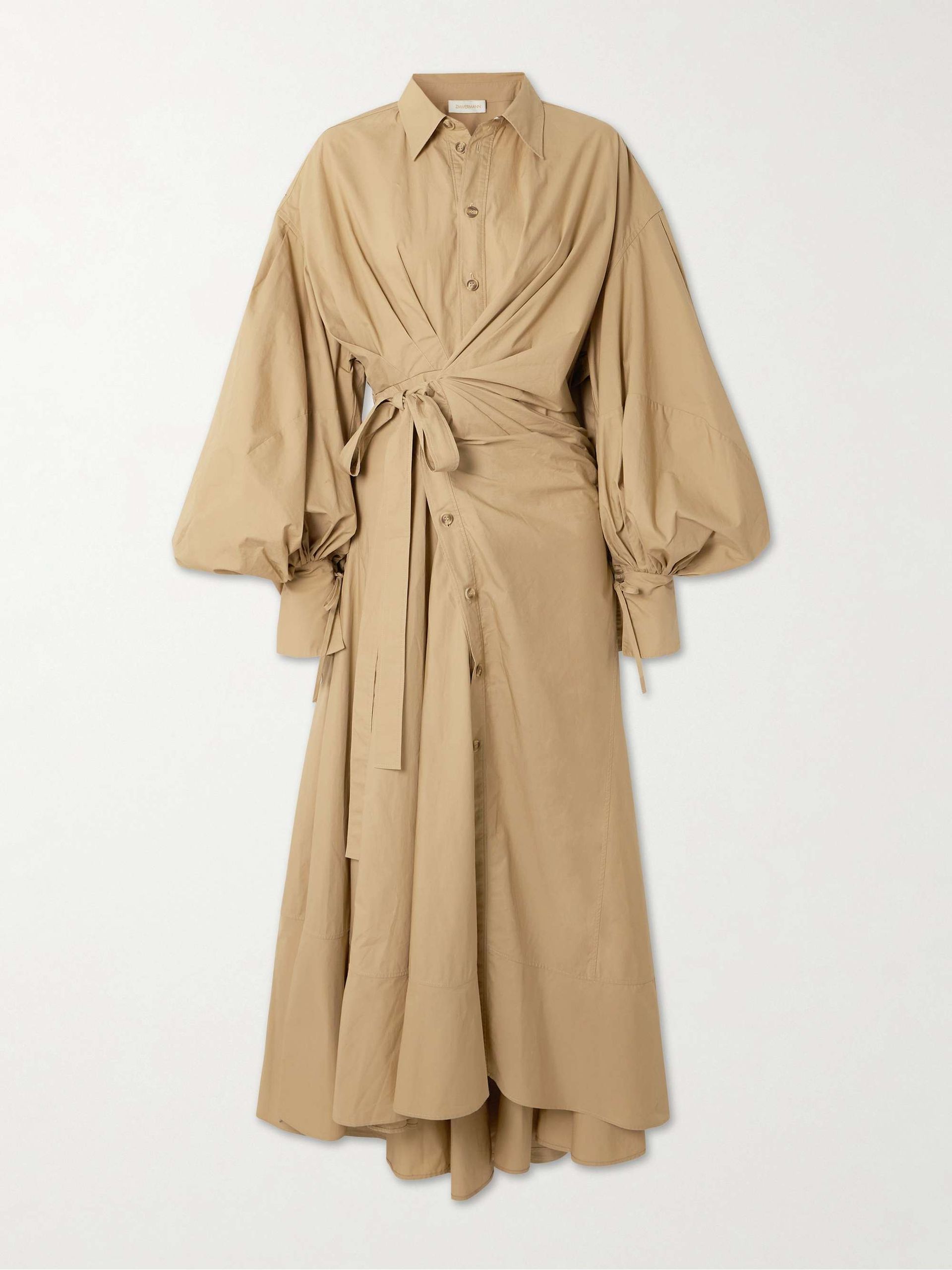 Rebellion Gathered Cotton-Poplin Midi Wrap Dress
