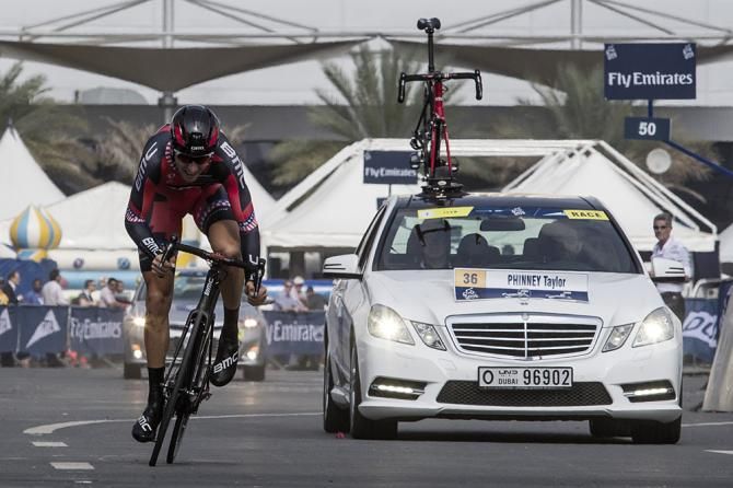 Taylor Phinney (BMC) rides to the win in the Dubai Tour opener