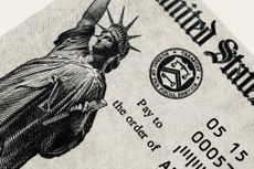 Close-up of a Social Security Check issued by the US federal Government.
