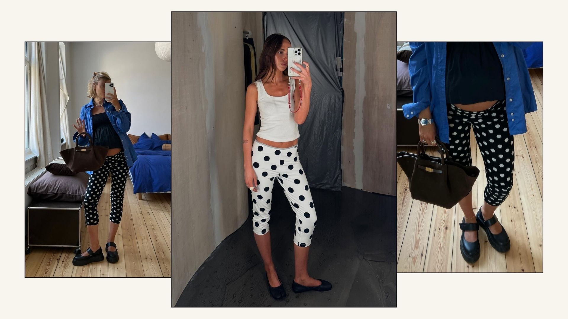 Influencers wear polka dot capri pants.
