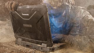A soldier uses the Panasonic Toughbook 40, one of the best rugged laptops