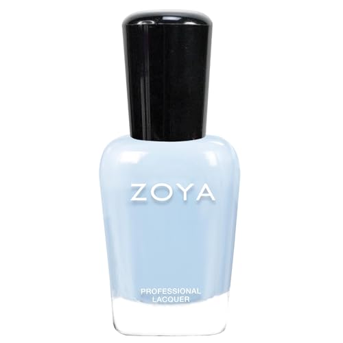 Zoya Blu Nail Polish, Soft Delicate Pale Baby Blue Cream Polish, Cool-Tone Dreamy Pastel Color, Long-Wear Big10free Vegan, 0.5 Fl Oz