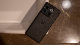 The back of the OnePlus 10T Moonstone Black colorway