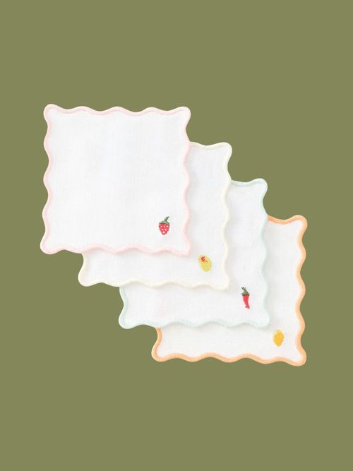 Fruit Embroidered Pack of 4 Coasters - Multi