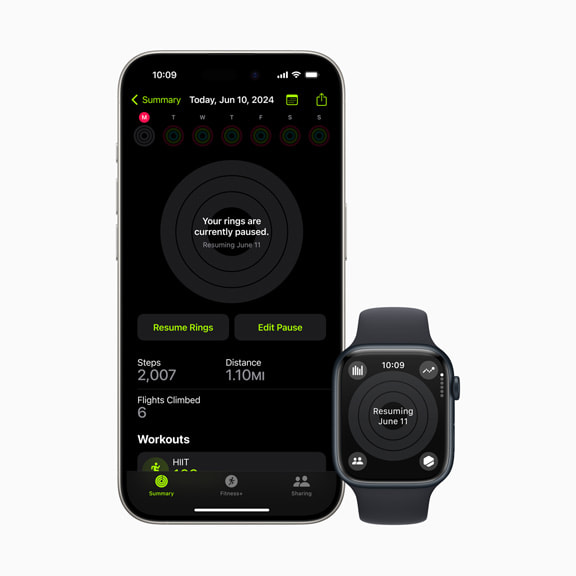 an image of paused activity on the Apple Watch and iPhone