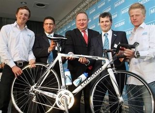Team manager Gerry van Gerwen, Nordmilch AG's Martin Mischel, and director Jochen Hahn - if this cooperation ends, German pro cycling will face extinction