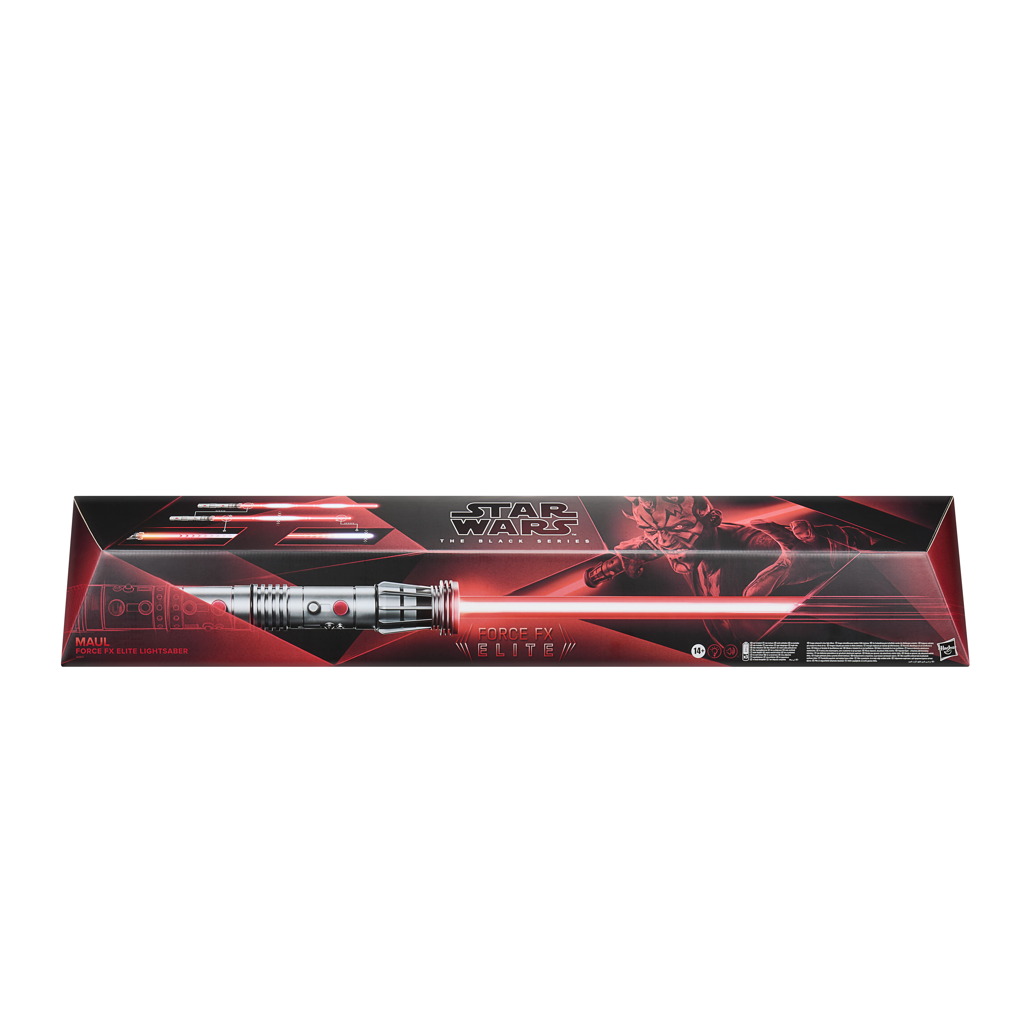 Box for Star Wars Force FX Elite Maul Lightsaber against a plain background