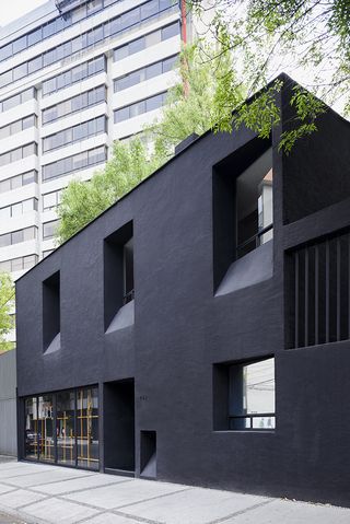 Troquer House - matte black painted façade